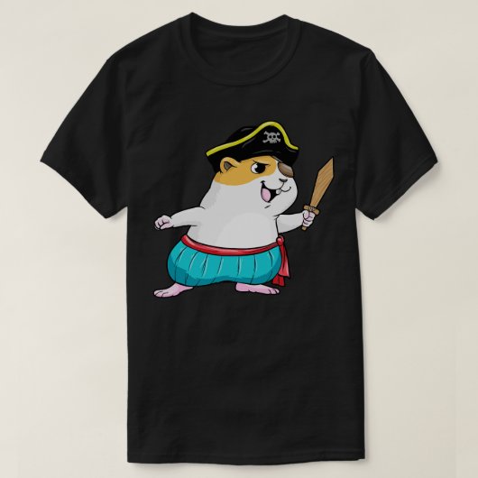 Hamster als piraat met zwaard t-shirt (Design voorkant)