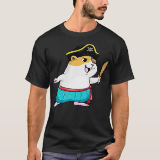 Hamster als piraat met zwaard t-shirt