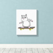 Hamster als Skater met Skateboard Canvas Afdruk (Insitu (Houten vloer))