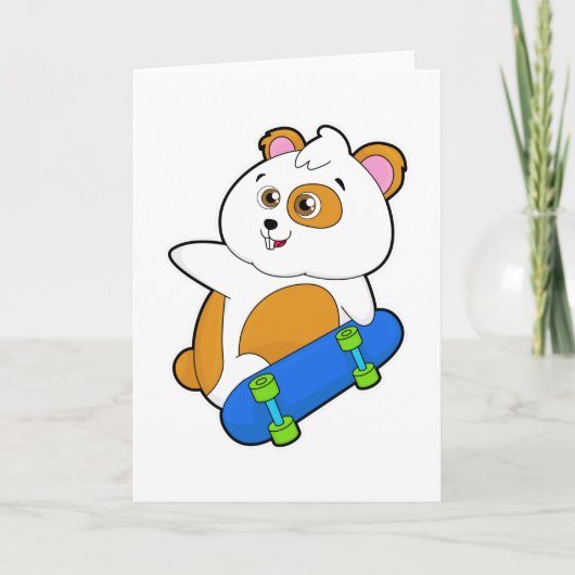 Hamster als skater met skateboard kaart (Voorkant)
