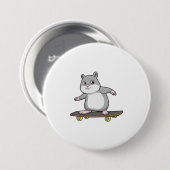 Hamster als Skater met Skateboard Ronde Button 7,6 Cm (Voorkant /achterkant)
