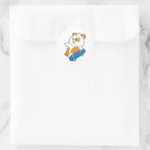 Hamster als Skater met Skateboard Ronde Sticker (Tas)