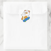 Hamster als Skater met Skateboard Vierkante Sticker (Tas)