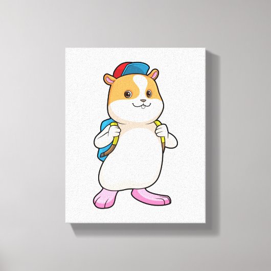 Hamster als student met rugzak en Pet Canvas Afdruk (Voorkant)