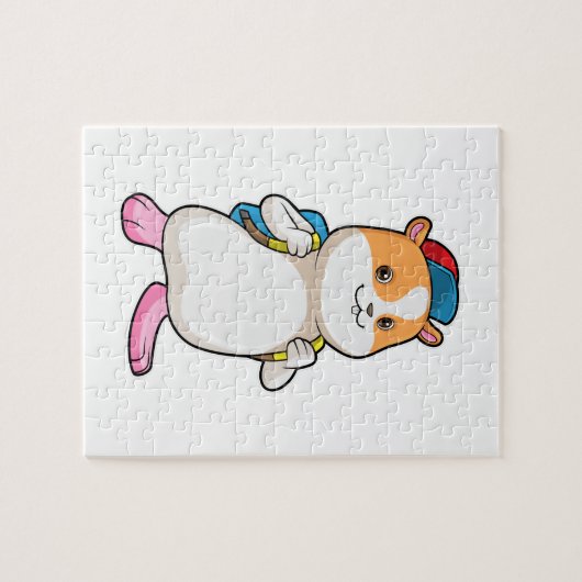 Hamster als student met rugzak en Pet Legpuzzel (Horizontaal)