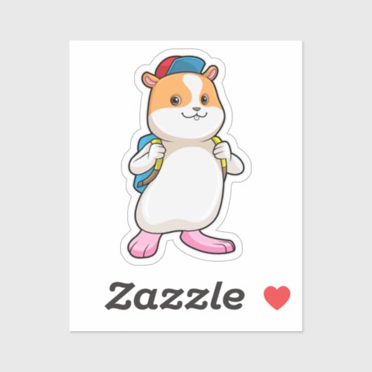 Hamster als student met rugzak en Pet Sticker (Vel)
