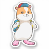 Hamster als student met rugzak en Pet Sticker (Voorkant)