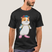 Hamster als student met rugzak en Pet T-shirt (Voorkant)