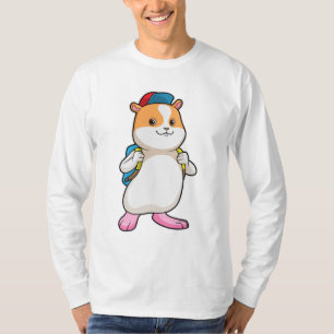 Hamster als student met rugzak en Pet T-shirt