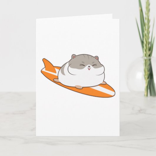 Hamster als Surfer met Surfboard Kaart (Voorkant)