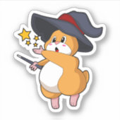 Hamster als Tovenaar met Magische Wand Sticker (Voorkant)