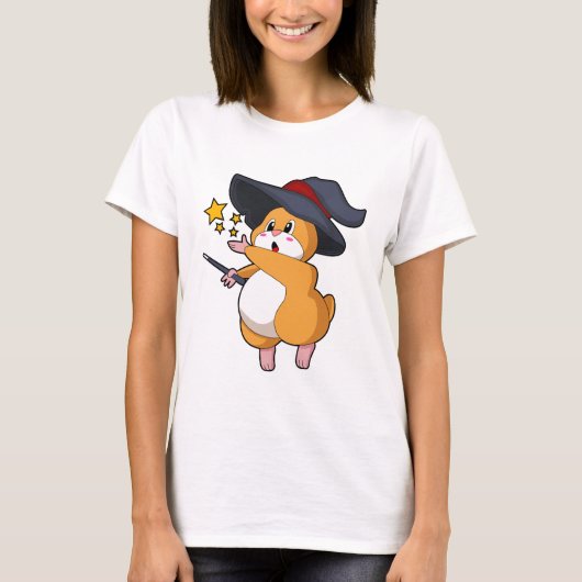 Hamster als Tovenaar met Magische Wand T-shirt (Voorkant)