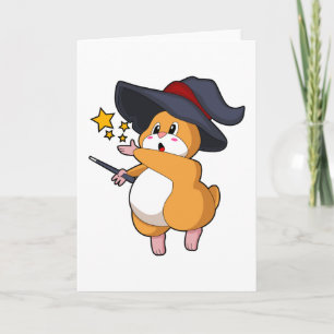 Hamster als tovenaar met toverstaf kaart