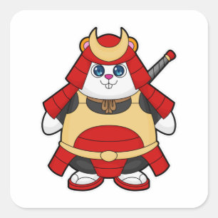 Hamster als Warrior met Armor Vierkante Sticker