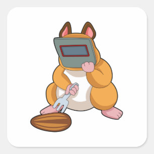 Hamster als Welder.PNG Vierkante Sticker
