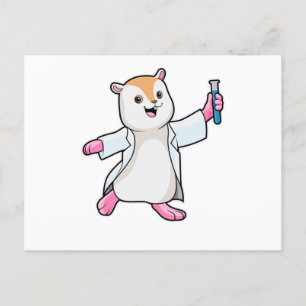 Hamster als wetenschapper met reageerbuis briefkaart