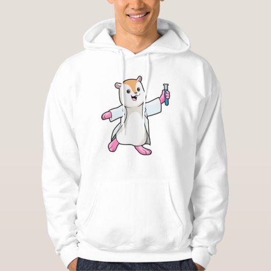Hamster als wetenschapper met testbuis hoodie (Voorkant)