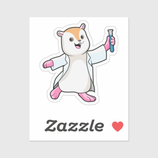 Hamster als wetenschapper met testbuis sticker (Vel)