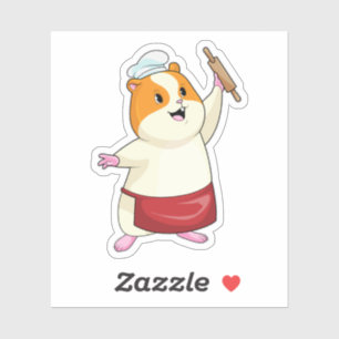 Hamster as Baker with Rolling pin Sticker