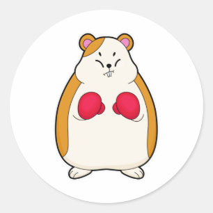 Hamster as Boxer met Boxing gloves Ronde Sticker
