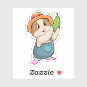 Hamster as Farmer with Zucchini Sticker