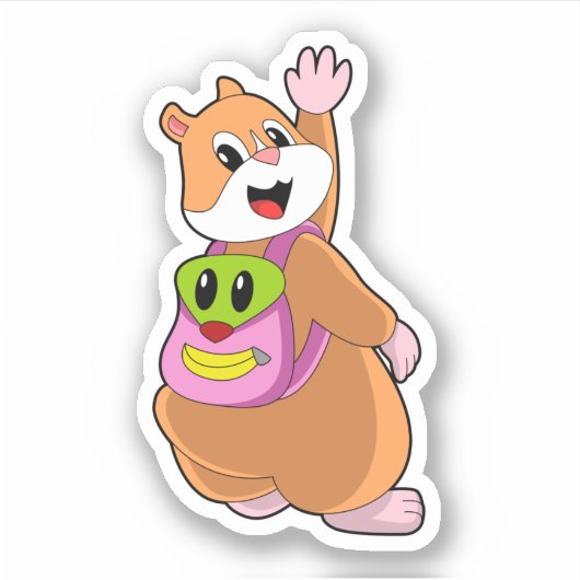 Hamster as Student with Backpack.PNG Sticker (Voorkant)