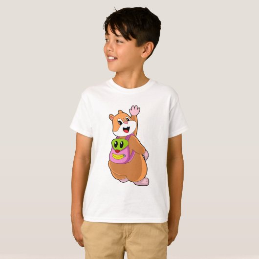 Hamster as Student with Backpack.PNG T-shirt (Voorkant volledig)