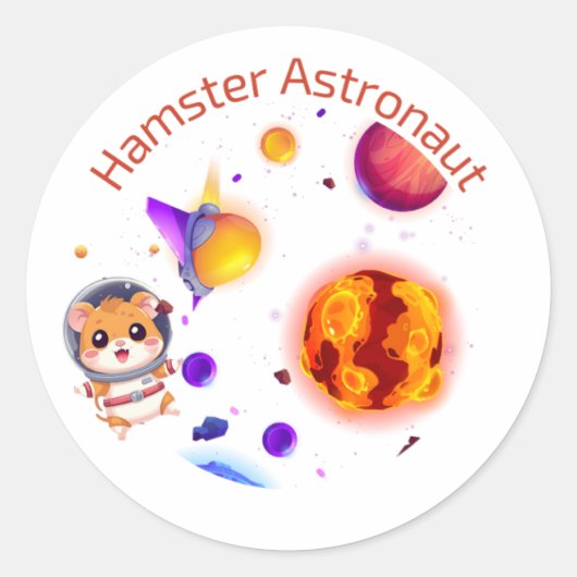 Hamster Astronaut - Grappig Space Explorer-ontwerp Ronde Sticker (Voorkant)