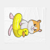 Hamster bij Beach met Duck als Swim ring Fleece Deken (Voorkant (Horizontaal))