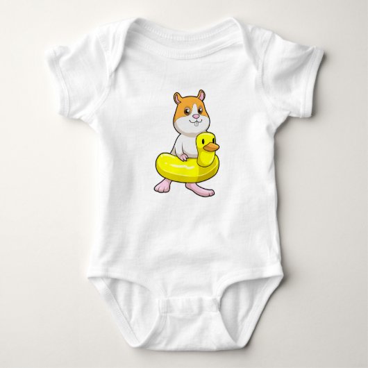 Hamster bij Beach met Duck als Swim ring Romper (Voorkant)