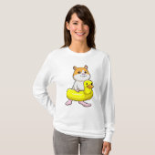 Hamster bij Beach met Duck als Swim ring T-shirt (Voorkant volledig)