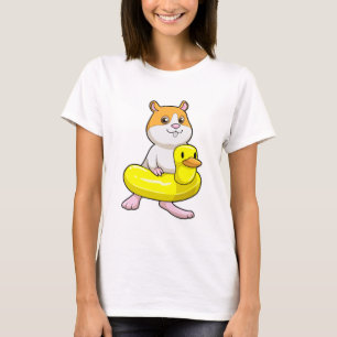 Hamster bij Beach met Duck als Swim ring T-shirt