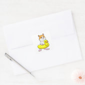 Hamster bij Beach met Duck als Swim ring Vierkante Sticker (Envelop)