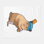 Hamster bij Cricket met cricket bat Fleece Deken (Voorkant (Horizontaal))