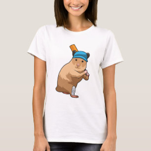Hamster bij Cricket met cricket bat T-shirt
