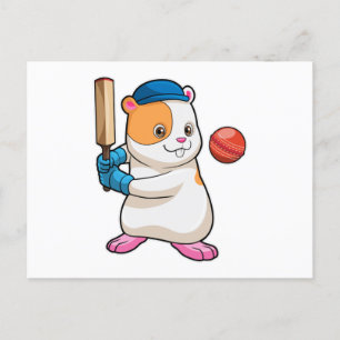 Hamster bij Cricket met cricketbat & pet Briefkaart
