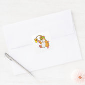 Hamster bij Eating met Pizza Vierkante Sticker (Envelop)