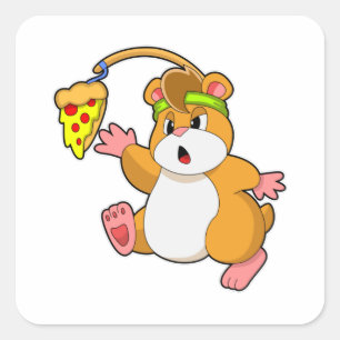Hamster bij Eating met Pizza Vierkante Sticker