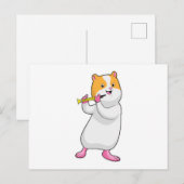 Hamster bij muziek met fluit briefkaart (Voorkant / Achterkant)