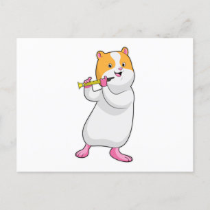Hamster bij Muziek met Flute Briefkaart