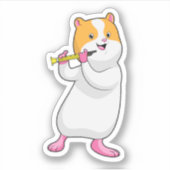 Hamster bij Muziek met Flute Sticker (Voorkant)