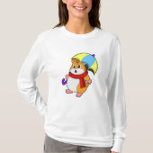 Hamster bij Regen met Umbrella T-shirt (Voorkant)