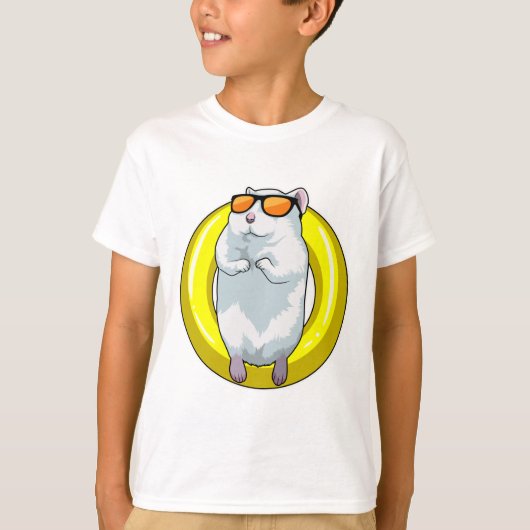 Hamster bij zwemmen met Swim ring T-shirt (Voorkant)