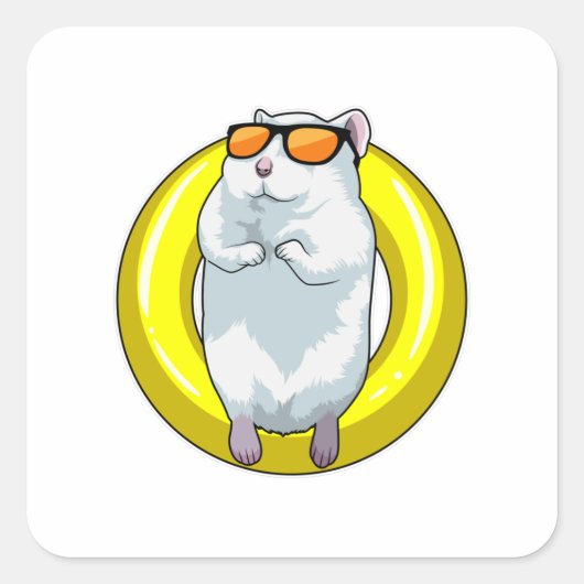Hamster bij zwemmen met Swim ring Vierkante Sticker (Voorkant)