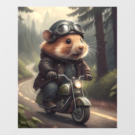 Hamster Biker Raamsticker (Vel)