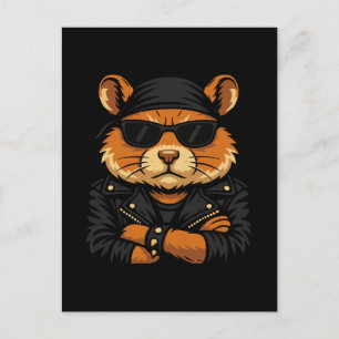 Hamster Biker Rider Leather Jacket Attitude Feestdagenkaart
