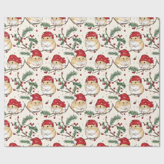 Hamster Christmas Wrapping Paper Design Cadeaupapier (Vlak)