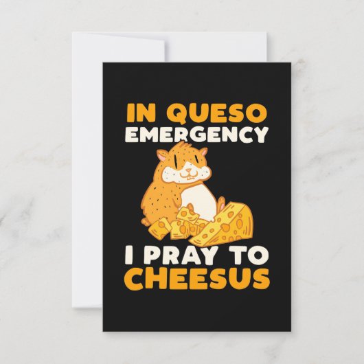 Hamster die ik bid tot Cheesus RSVP Kaartje (Voorkant)