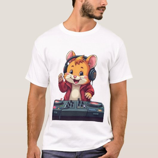 Hamster DJ Vibes – Fun Music Animal Shirt (Voorkant)