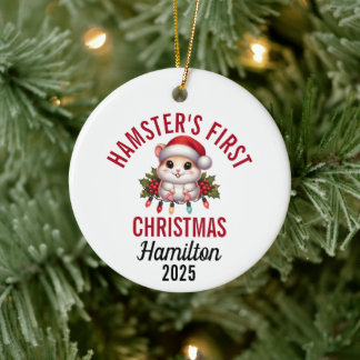 Hamster Eerste Kerstmis 2025 Keramisch Ornament